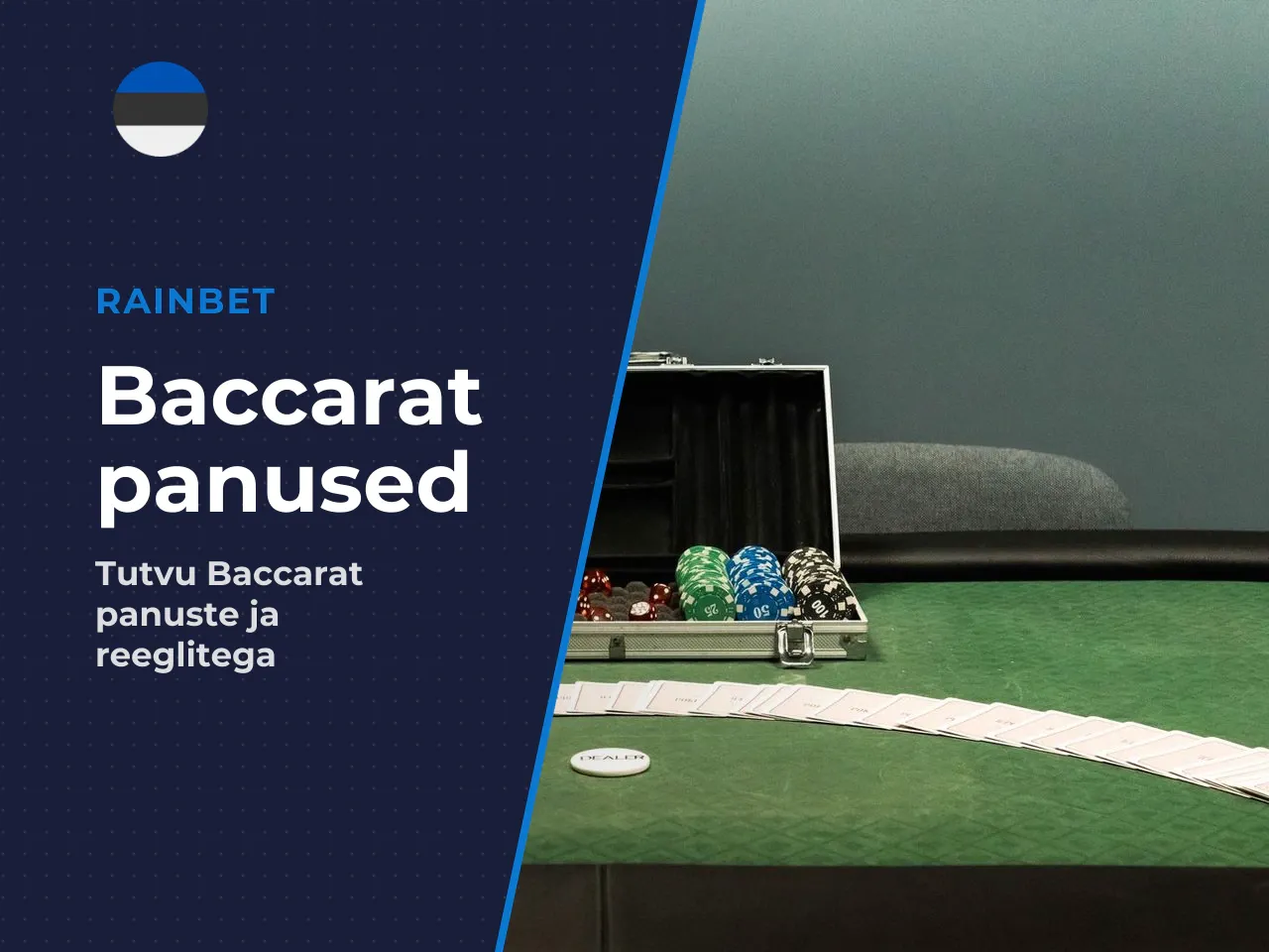 Baccarat panused Player, Banker, Tie ja